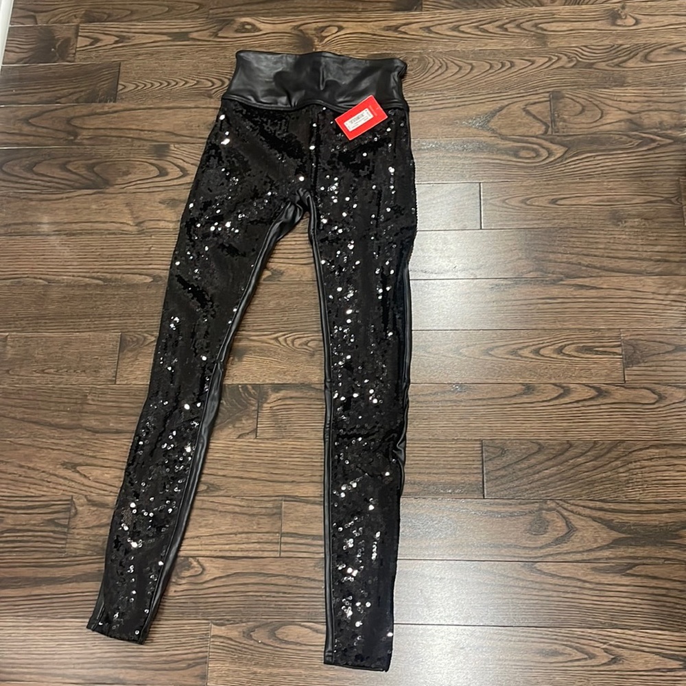 Spanx sequin black leggings